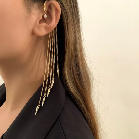 Long Tassel Gold Earrings - Picture 2 of 7